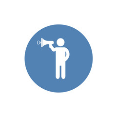 Vector image of man and the megaphone icon.