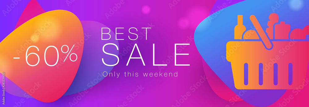 Poster colorful geometric background design. fluid shapes composition with trendy flow gradients with slae 