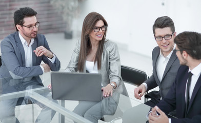 business team holds a working meeting in a modern office