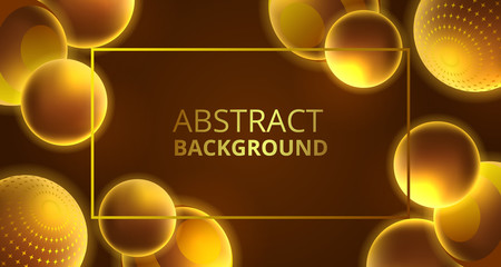 3D golden glow ball sphere decoration abstract background