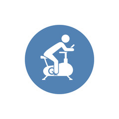 Person Riding Exercise Bike Vector Icon. Sport and fitness symbol stock vector illustration.