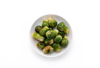 brussel sprouts with shadow on isolated white background