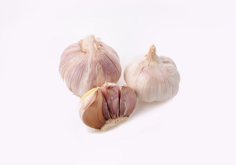 Dried Garlic on white background.