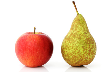 pear and apple isolated on white background