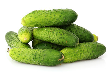 fresh cucumbers isolated on white background