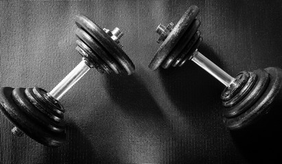 dumbbells in gym
