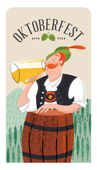 Oktoberfest beer party. Beer festival in Germany. Vector illustration.