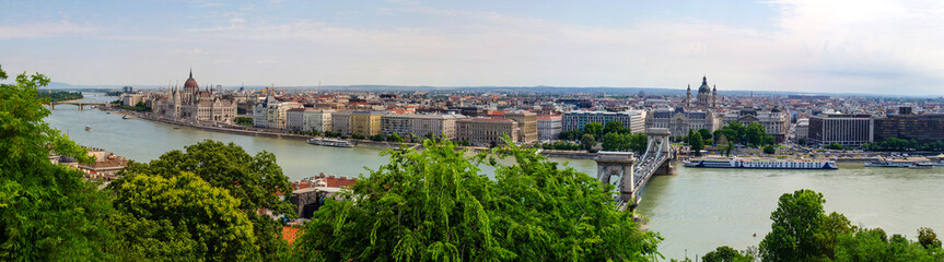 Fototapeta na wymiar Panoramic view of the Pest side and Parliament building, Budapest, Hungary