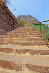 Obraz premium Mountain and rock steps, railings