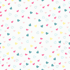 Rustic simple vector seamless pattern with hearts