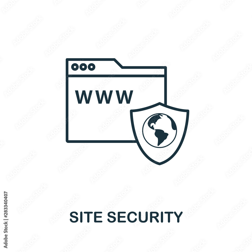 Poster site security icon outline style. simple glyph from icons collection. line site security icon for we