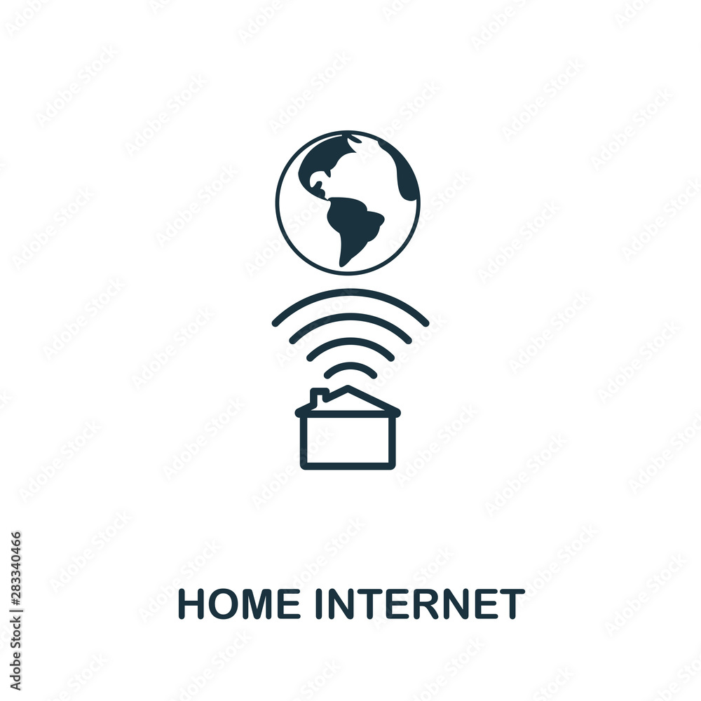 Poster home internet icon outline style. simple glyph from icons collection. line home internet icon for we
