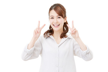 女性　白バック