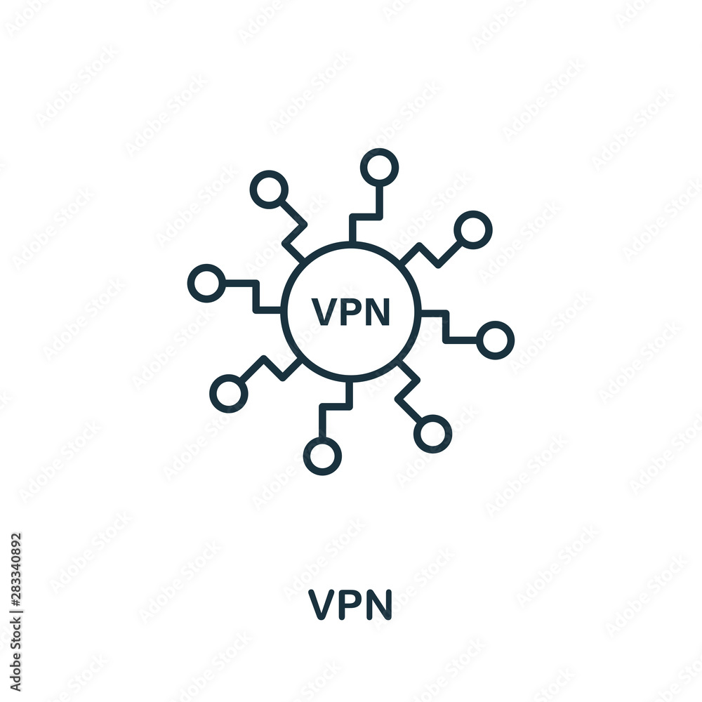 Poster vpn icon outline style. simple glyph from icons collection. line vpn icon for web design and softwar