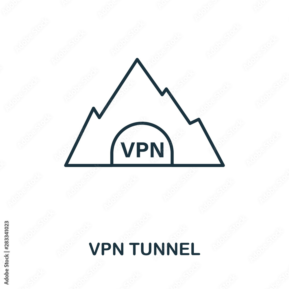 Poster vpn tunnel icon outline style. simple glyph from icons collection. line vpn tunnel icon for web desi
