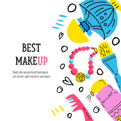 Set of cards with Doodle makeup elements