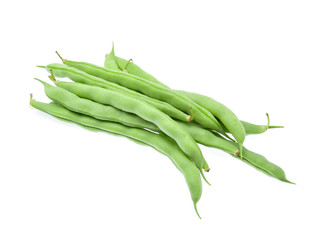 Green beans isolated on white background.
