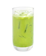 Iced green tea  isolated on white background
