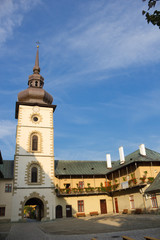 Fototapeta na wymiar Medieval Tower. 13th Century. Monastery of the Poor Clares in the Stary Sacz, Poland.