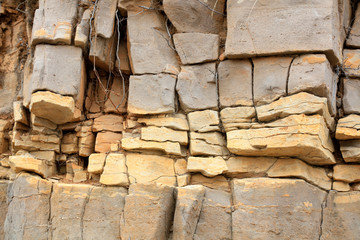 Horizontal bedding structure of rock
