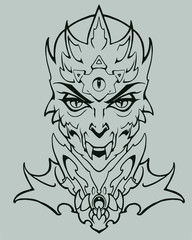 Fantasy portrait illustration of a weird and sinister reptilian creature from new world order conspiracy theory