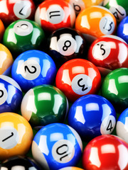 Pool billiards color balls on green table