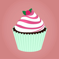 Raspberry cupcake illustration