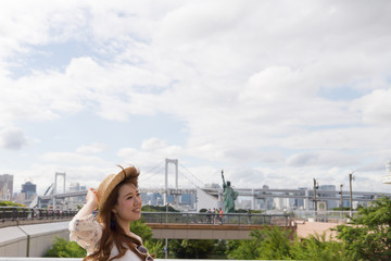 Fototapeta na wymiar Berry cute Japanese young woman.