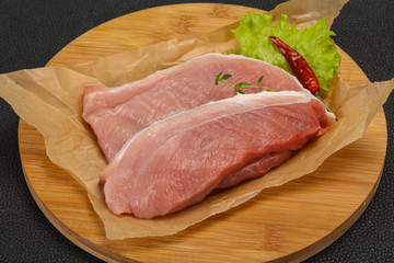 Juicy raw pork steak meat