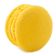 yellow macaroon isolated on white background, clipping path, full depth of field