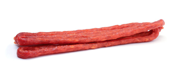 Smoked sausages isolated on white
