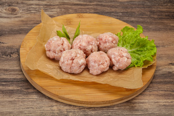 Homemade raw pork minced meatball for cooking