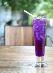 butterfly pea lemon soda drink fresh drink concept with copy space