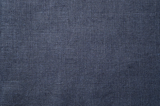 Fabric closeup. Dark blue linen texture