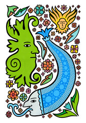 A collection of decorative motifs and comic characters based on medieval and gothic designs