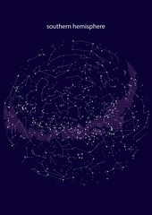 true constellations of the southern hemisphere, star map. Science astronomy