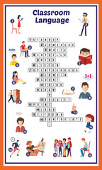Fototapeta na wymiar Vector Illustration of puzzle crossword in Classroom language