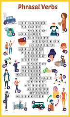 Vector Illustration of puzzle crossword in Phrasal verb