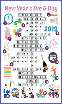 Vector Illustration of puzzle crossword in Happy new year