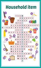 Vector Illustration of puzzle crossword in Household