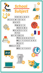 Vector Illustration of puzzle crossword in School subject