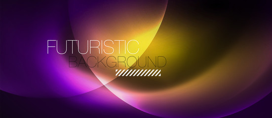 Shiny neon color light with circles abstract background