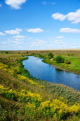 Fototapeta na wymiar landscape with river and blue sky