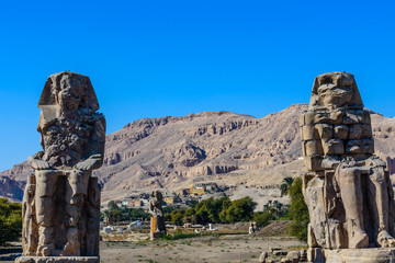 Memnon colossi (statues of the Pharaoh Amenhotep III) in Luxor, Egypt