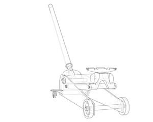 Outline Floor Car Jack. Vector