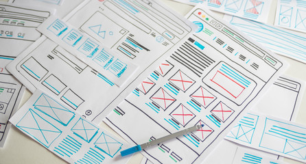 Website designer Creative planning application developer development draft sketch drawing template...
