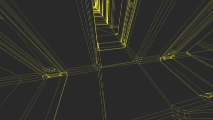 Sci-Fi Corridor System Futuristic Wireframe Design 9 - Powered by Adobe