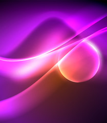 Shiny color bright neon abstract wave template. Abstract bright light. Neon light glowing effect. Space background. Abstract shape