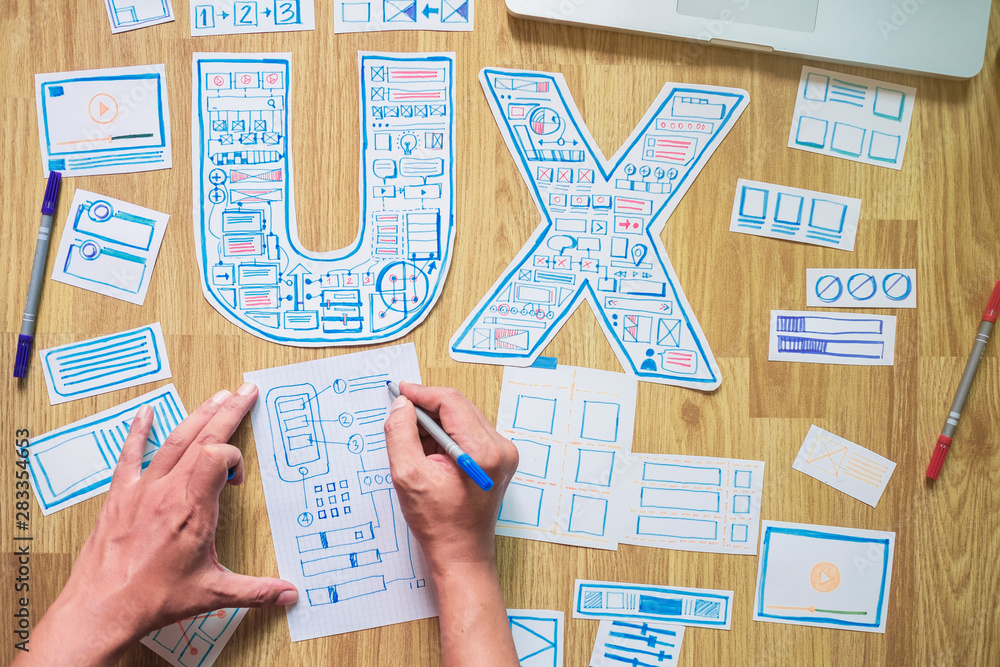 Poster ux designer creative prototype graphic planning application development for web mobile phone . user 