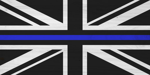 British thin blue line flag with wood texture